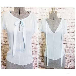 Anthropologie "Pink and Chartreuse" Semi-Sheer Top Small